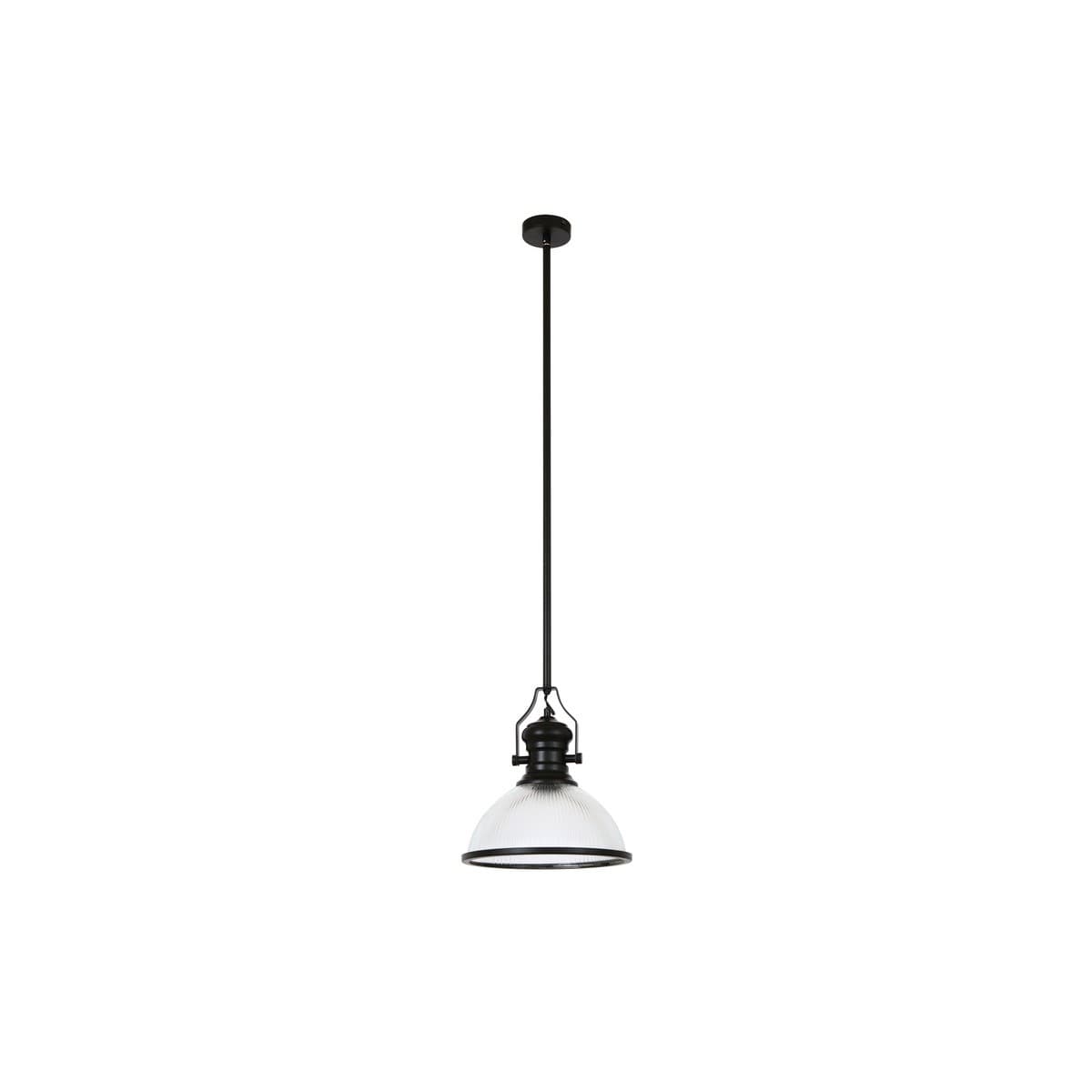 Alfred 1 Light Pendant in Black with Ribbed Clear Glass-img-1
