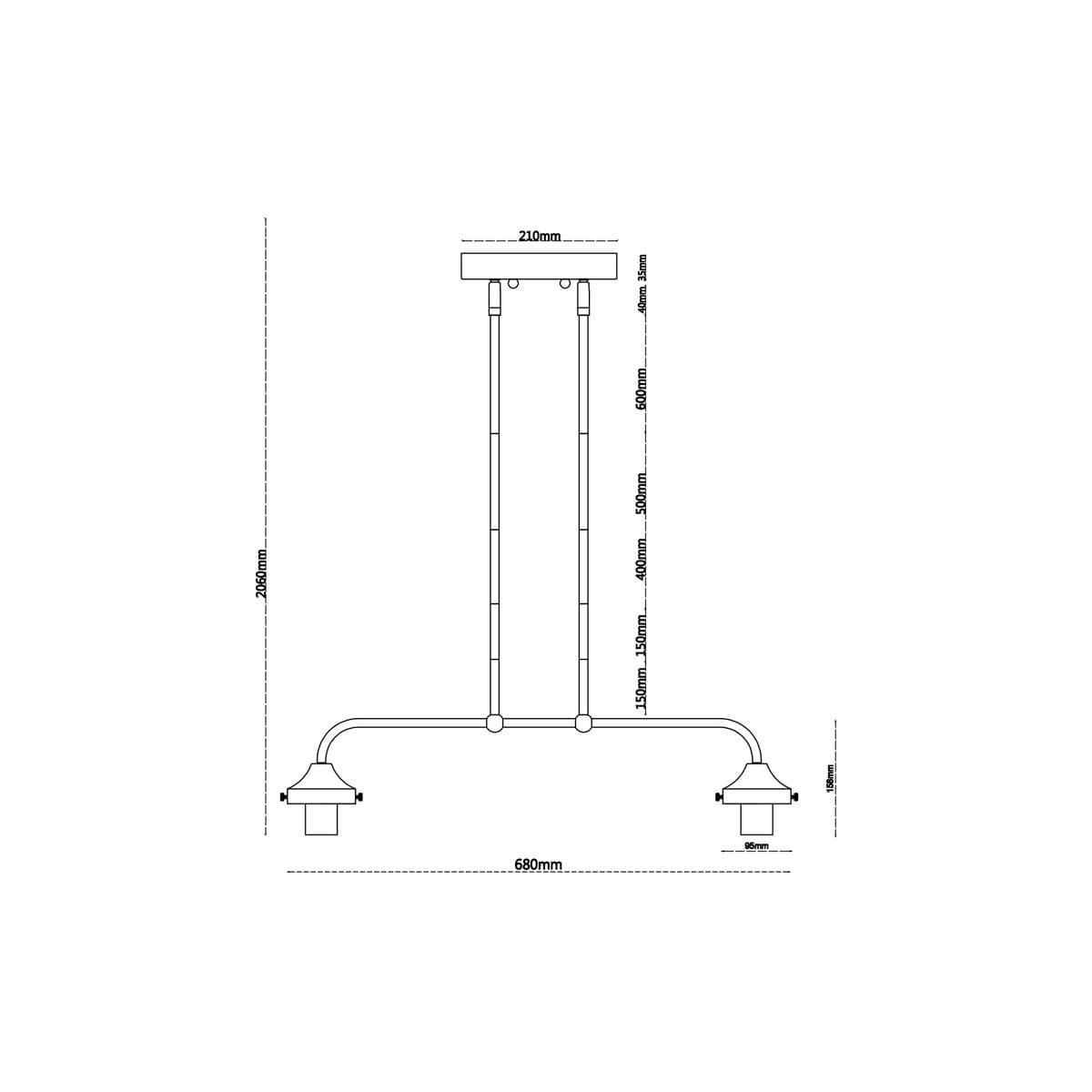 Chrysler 2 Light Bar Pendant in Black