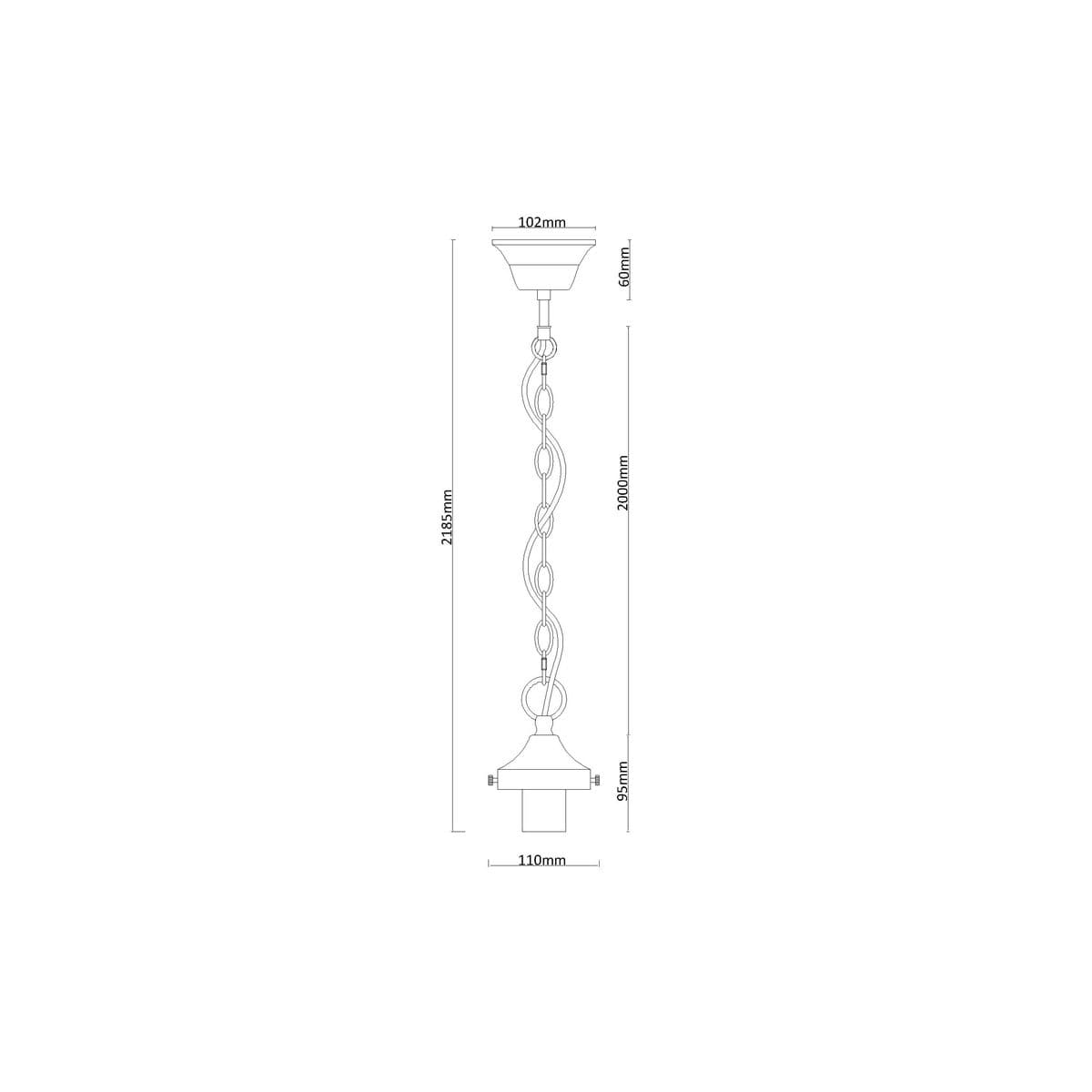 Chrysler 1 Light Chain Suspension in Antique Brass-img-2