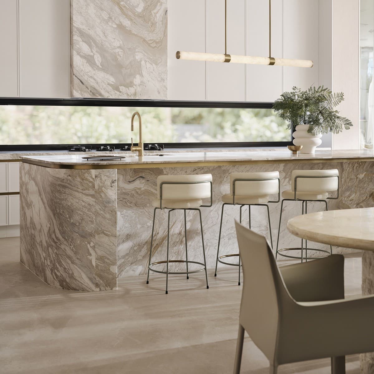 Made by Mayfair Luella 1.5m LED Colour-Shifting Pendant in Solid Brass with Spanish Alabaster-img-3