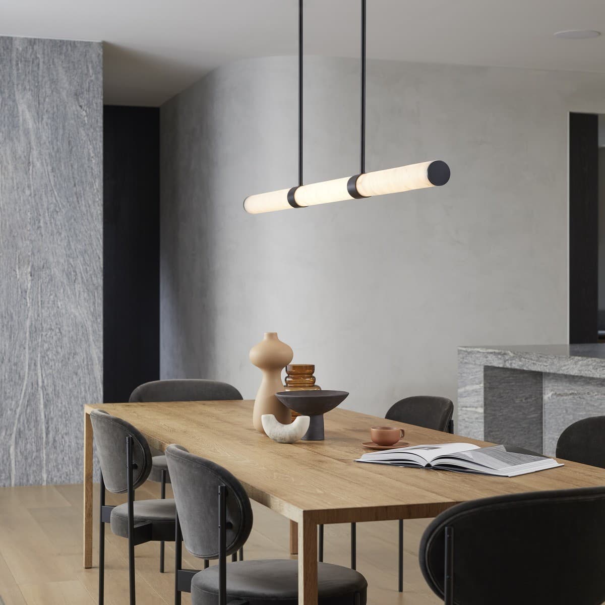 Made by Mayfair Luella 1.5m LED Colour-Shifting Pendant in Black with Spanish Alabaster-img-3