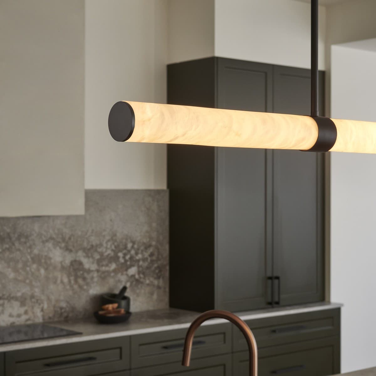 Made by Mayfair Luella 1.5m LED Colour-Shifting Pendant in Black with Spanish Alabaster-img-5