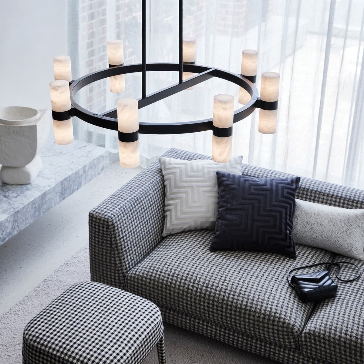 Made by Mayfair Luella 16 Light Pendant in Black with Spanish Alabaster-img-4