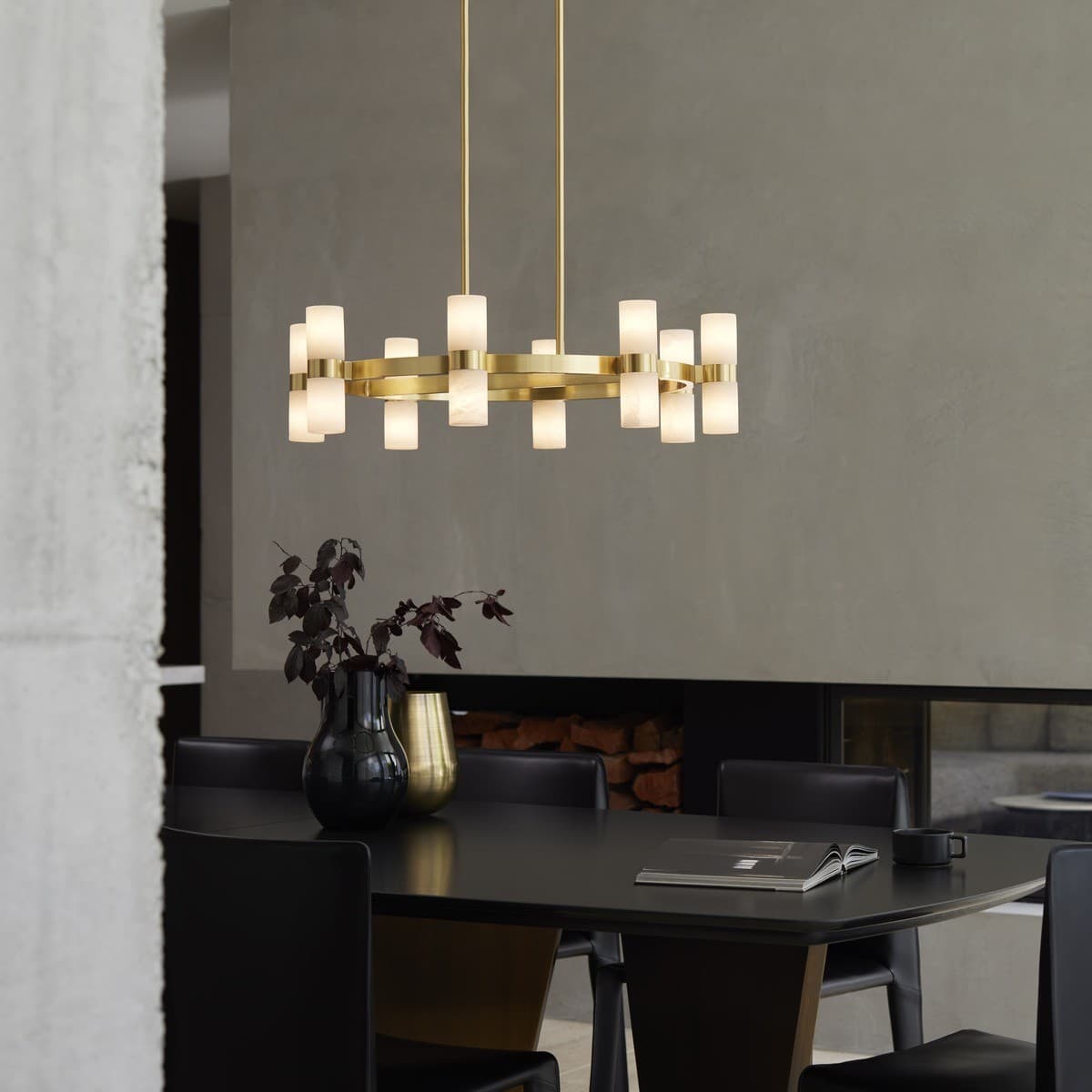 Made by Mayfair Luella 16 Light Pendant in Solid Brass with Spanish Alabaster-img-3