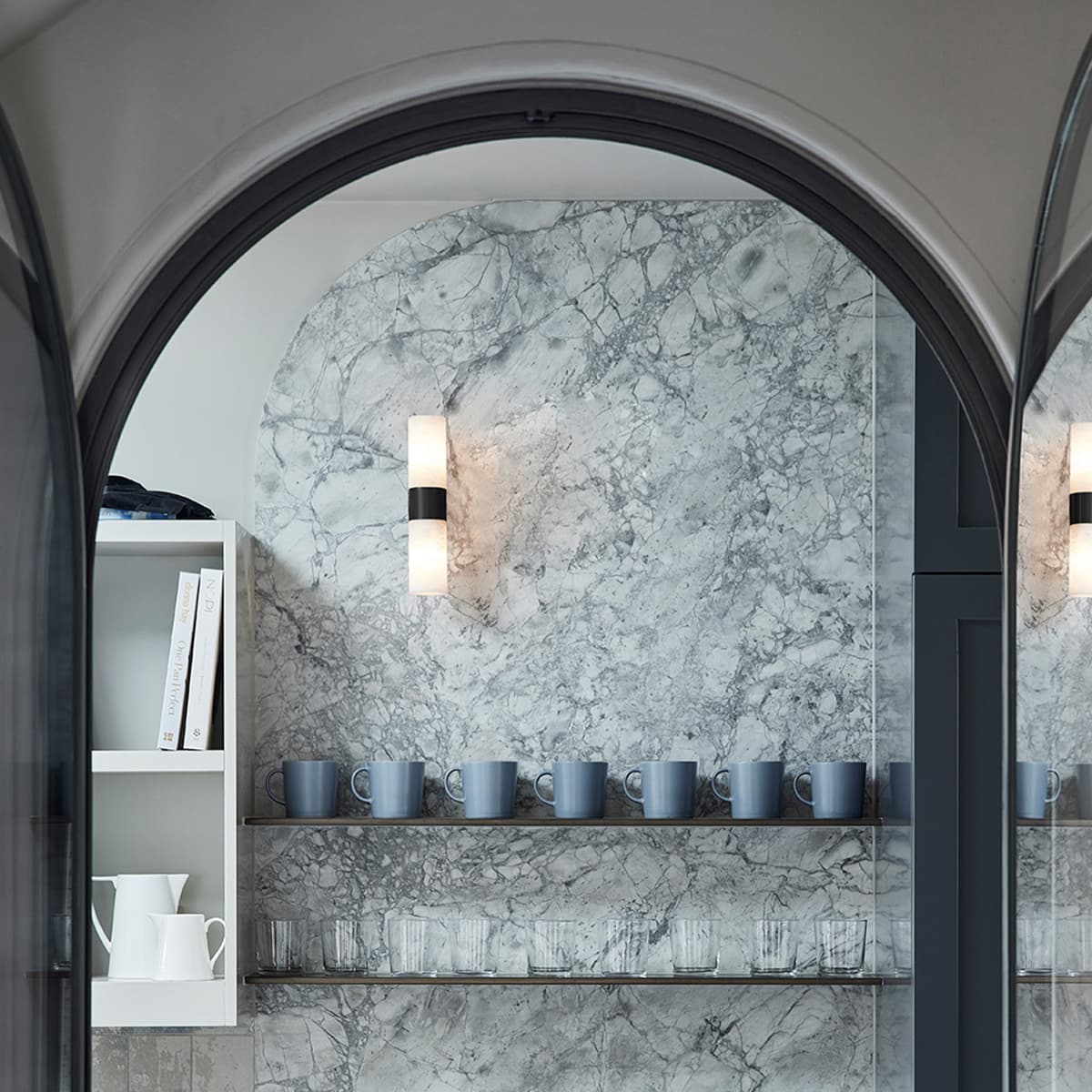 Made by Mayfair Luella 2 Light Wall Bracket in Matte Black with Spanish Alabaster-img-3