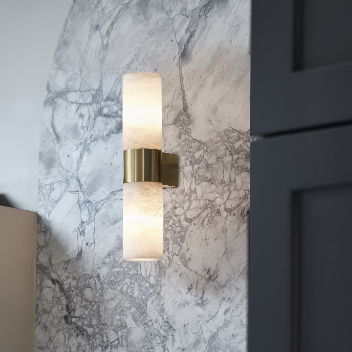 Made by Mayfair Luella 2 Light Wall Bracket in Solid Brass with Spanish Alabaster-img-2