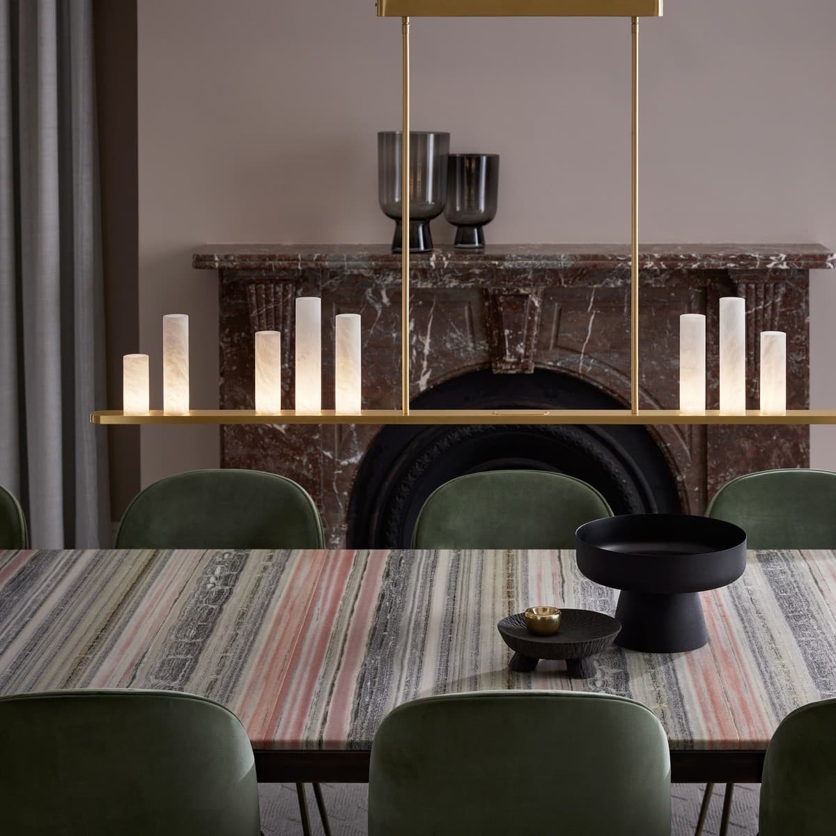 Made by Mayfair Panama 10 Light LED Colour-Shifting Pendant in Solid Brass with Spanish Alabaster-img-2