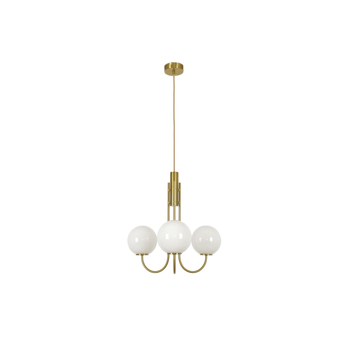 Bellini 3 Light Pendant in Aged Brass with Gloss Opal Glass-img-1