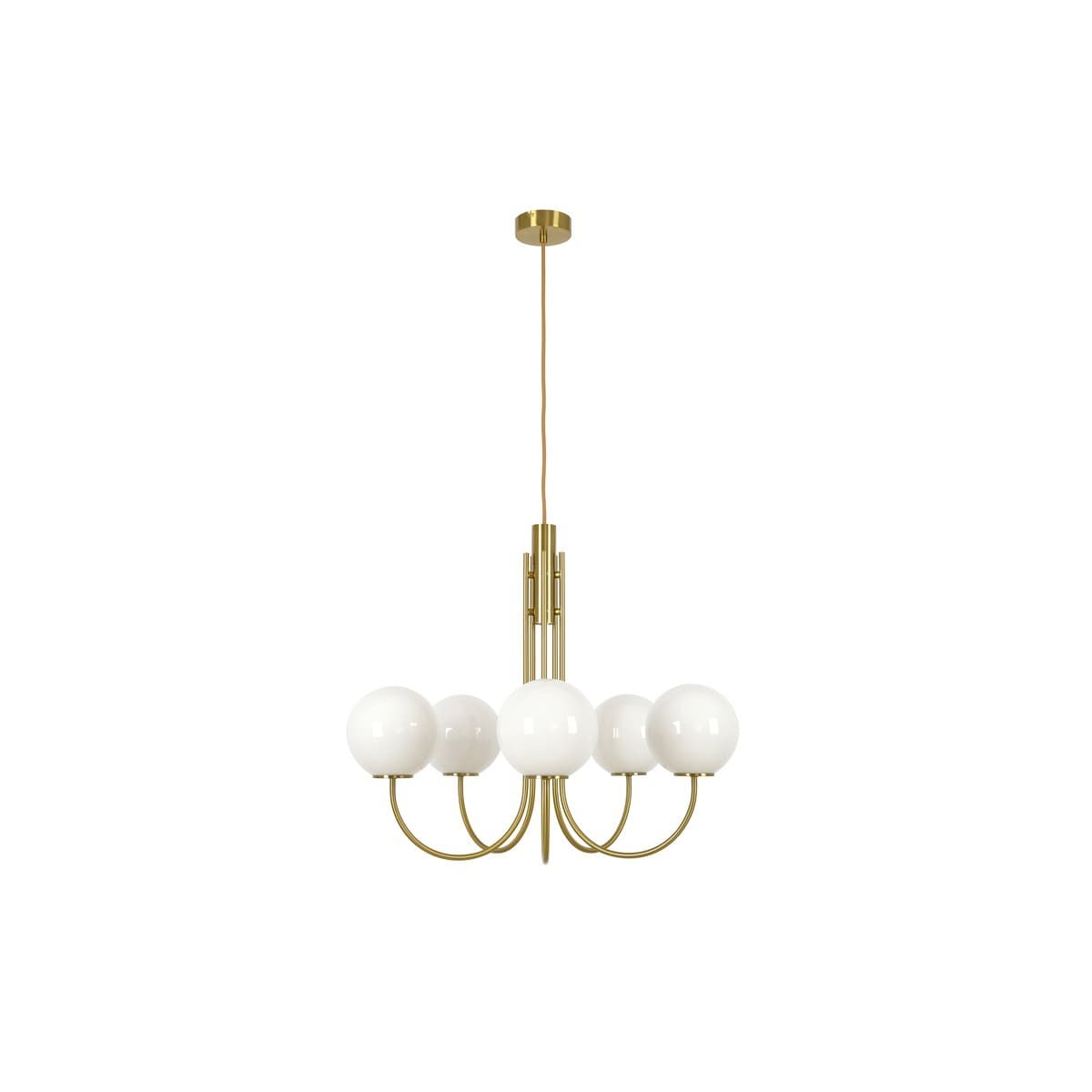 Bellini 5 Light Pendant in Aged Brass with Gloss Opal Glass-img-1