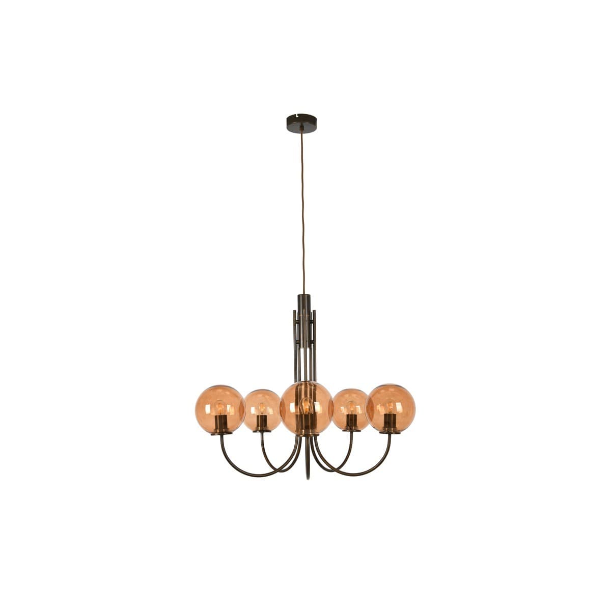 Bellini 5 Light Pendant in Bronze with Sepia Glass