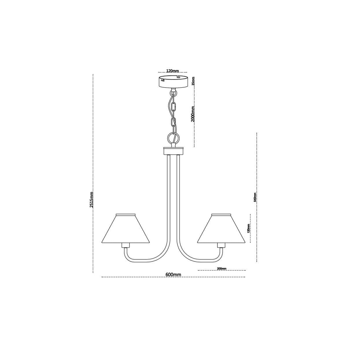Alana 3 Light Pendant in Brass with White Linen Shade-img-3