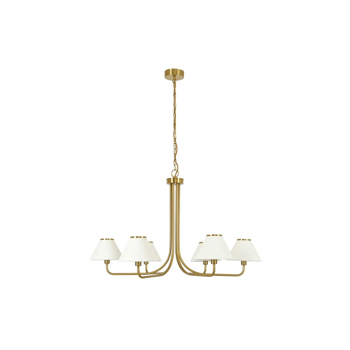 Alana 6 Light Pendant in Brass with White Linen Shade-img-1