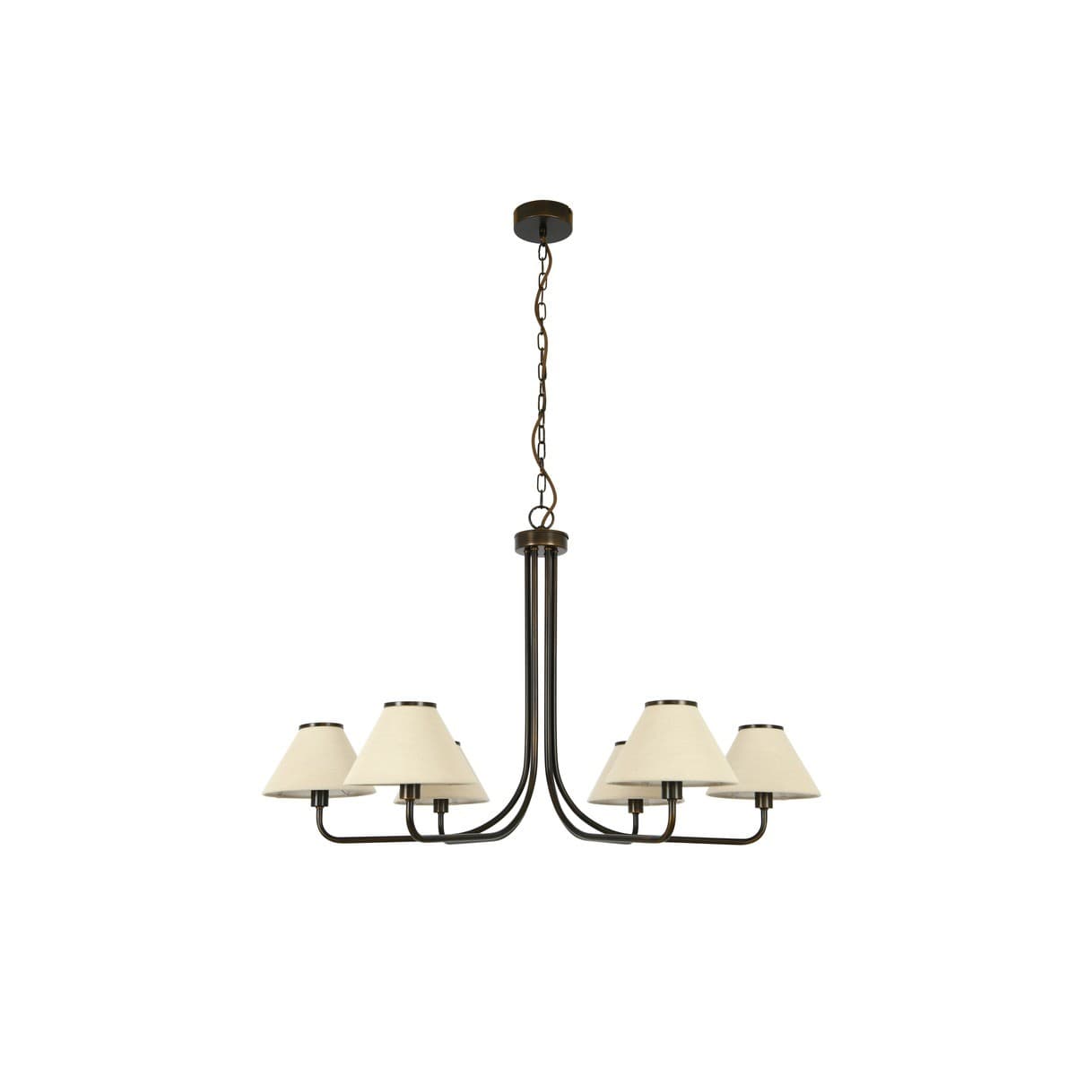 Alana 6 Light Pendant in Bronze with Natural Linen Shade-img-1