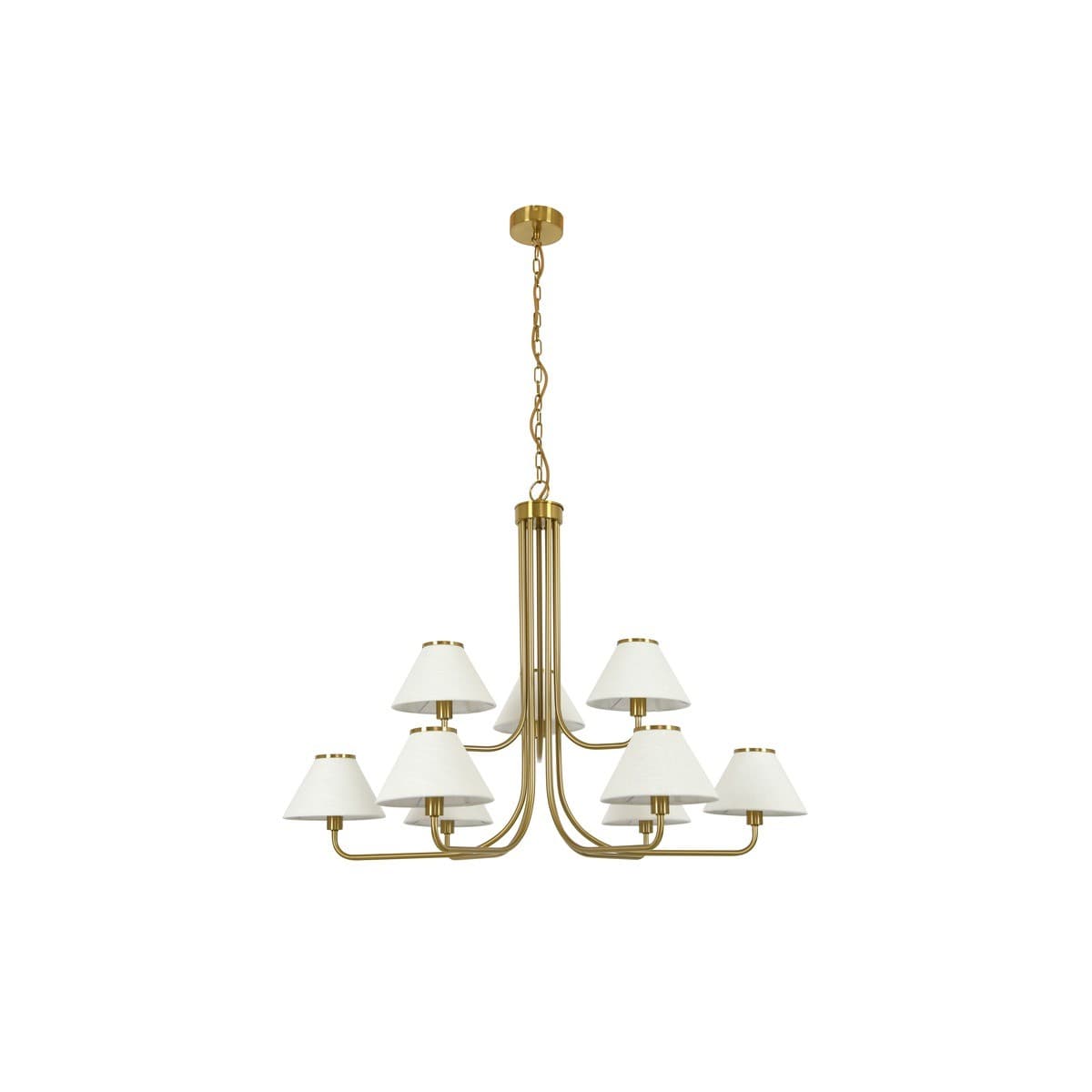 Alana 9 Light Pendant in Brass with White Linen Shade-img-1