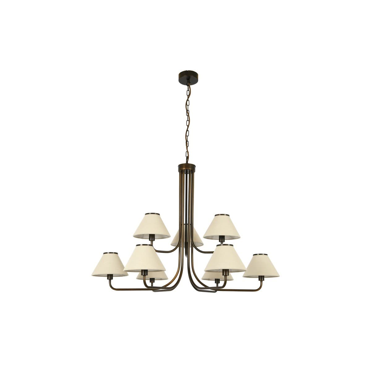 Alana 9 Light Pendant in Bronze with Natural Linen Shade-img-1