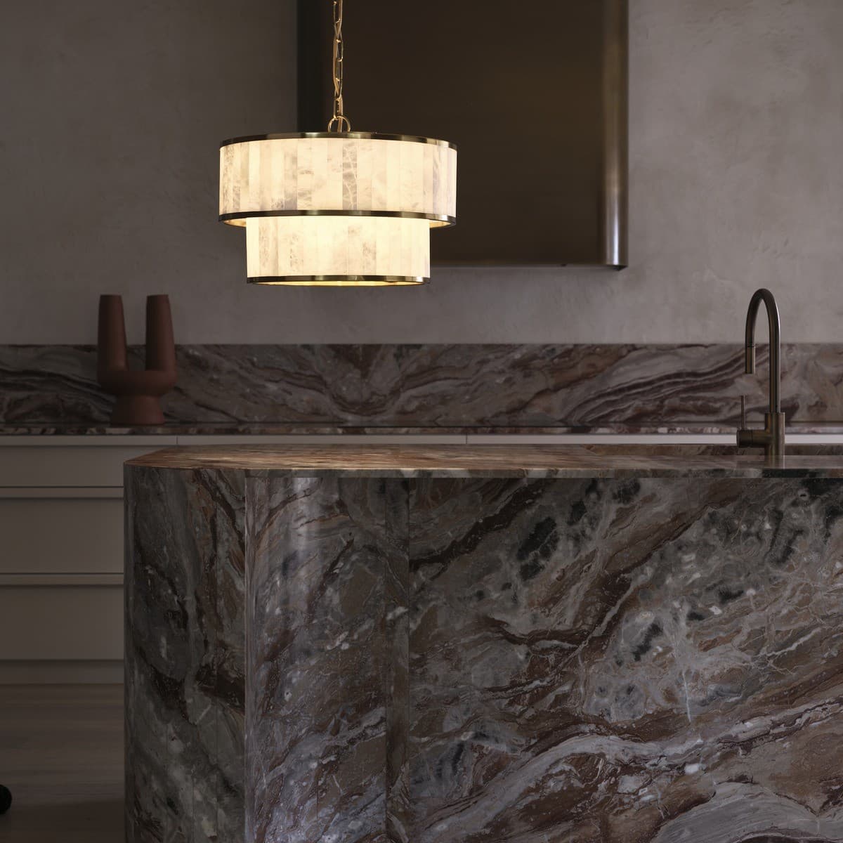 Made by Mayfair Ariana 6+4 Light Pendant in Aged Brass with Spanish Alabaster-img-3