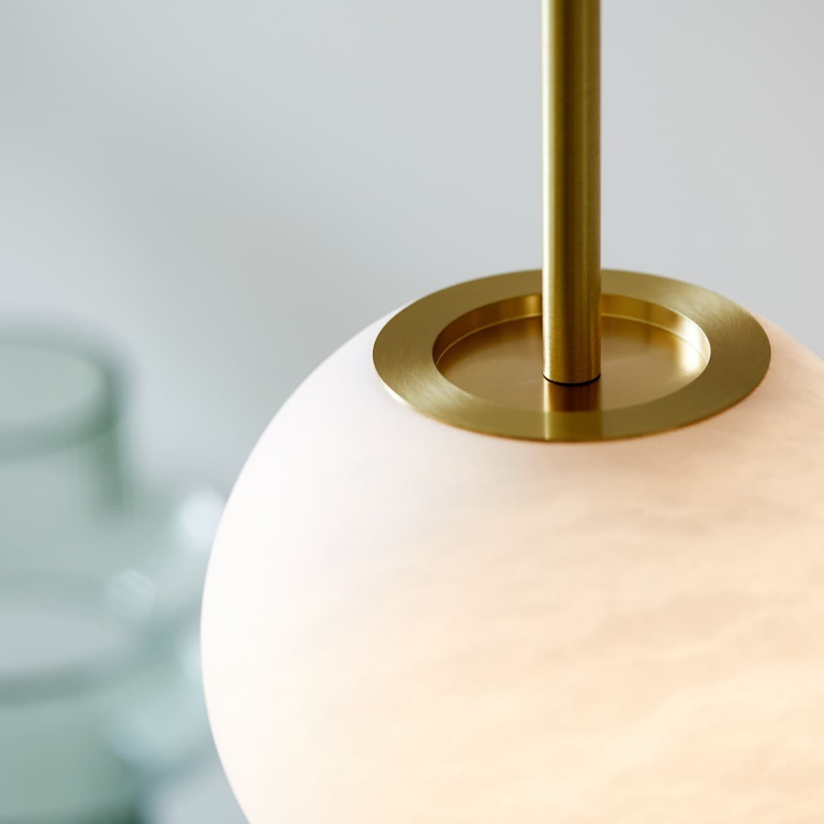 Made By Mayfair Lucent 1 Light 160mm Pendant in Solid Brass with Spanish Alabaster-img-4