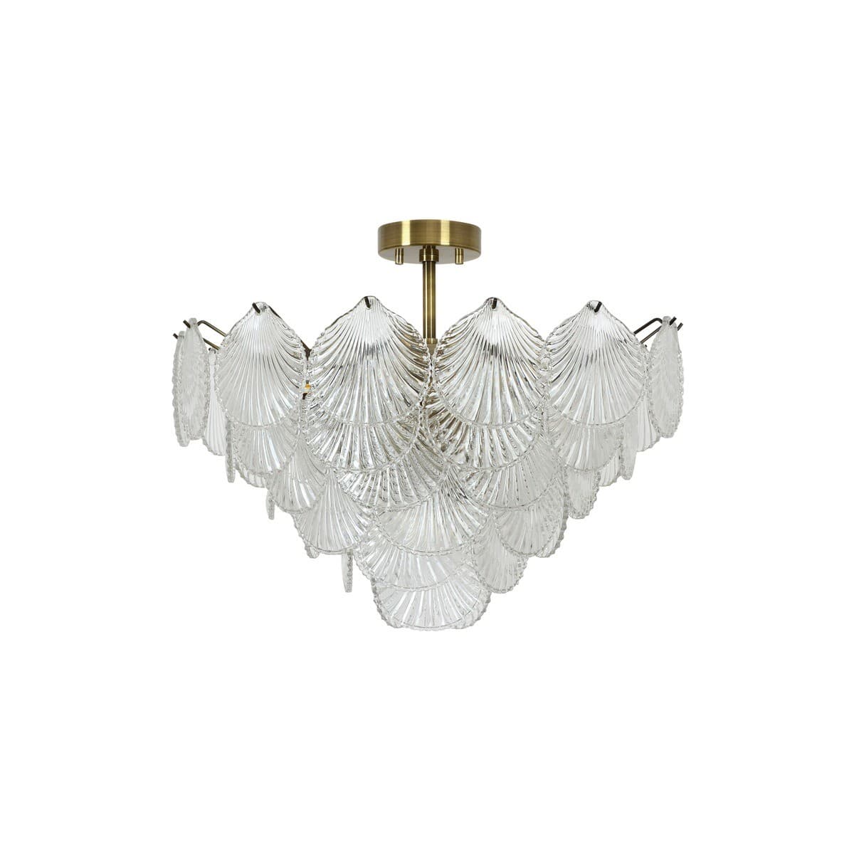 Adele 8 Light Pendant or Close-To-Ceiling Fitting in Antique Brass with Clear Glass-img-2