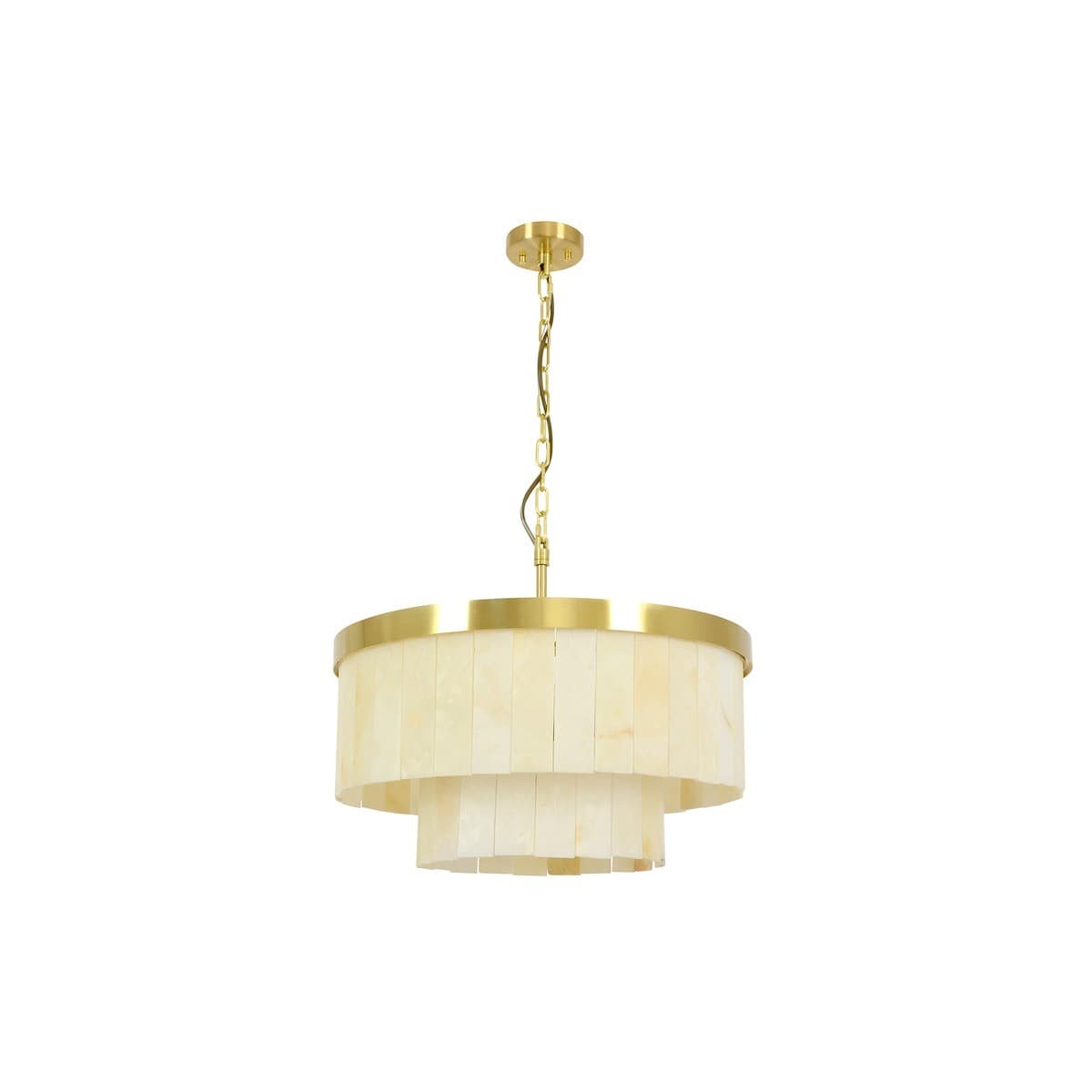 Made by Mayfair Elora 9 Light Round Pendant in Brass with White Jade Stone