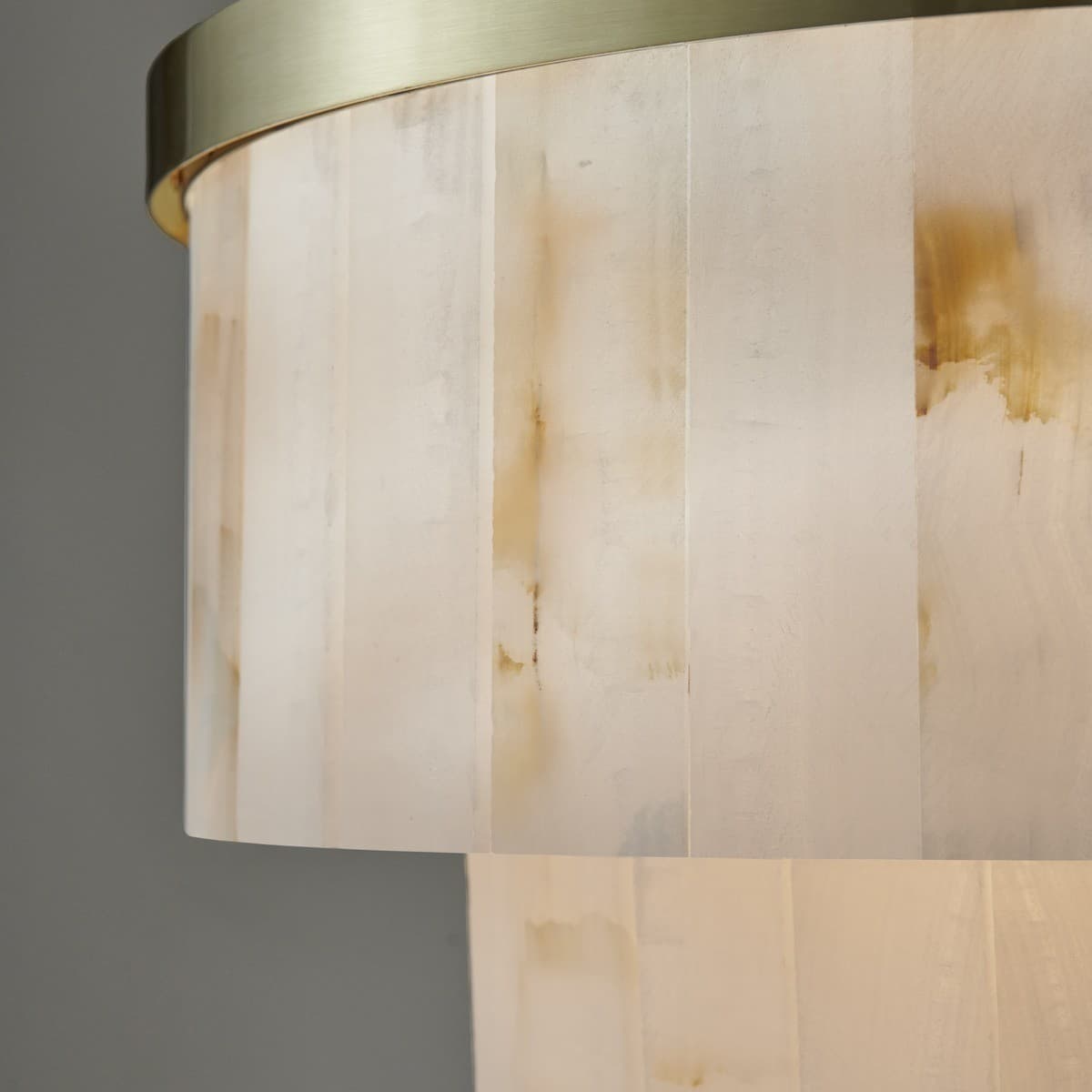 Made by Mayfair Elora 9 Light Round Pendant in Brass with White Jade Stone