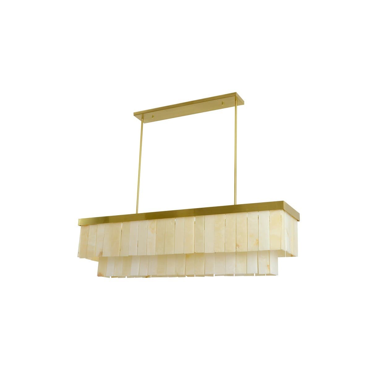 Made by Mayfair Elora 7 Light Rectangle Pendant in Brass with White Jade Stone-img-1