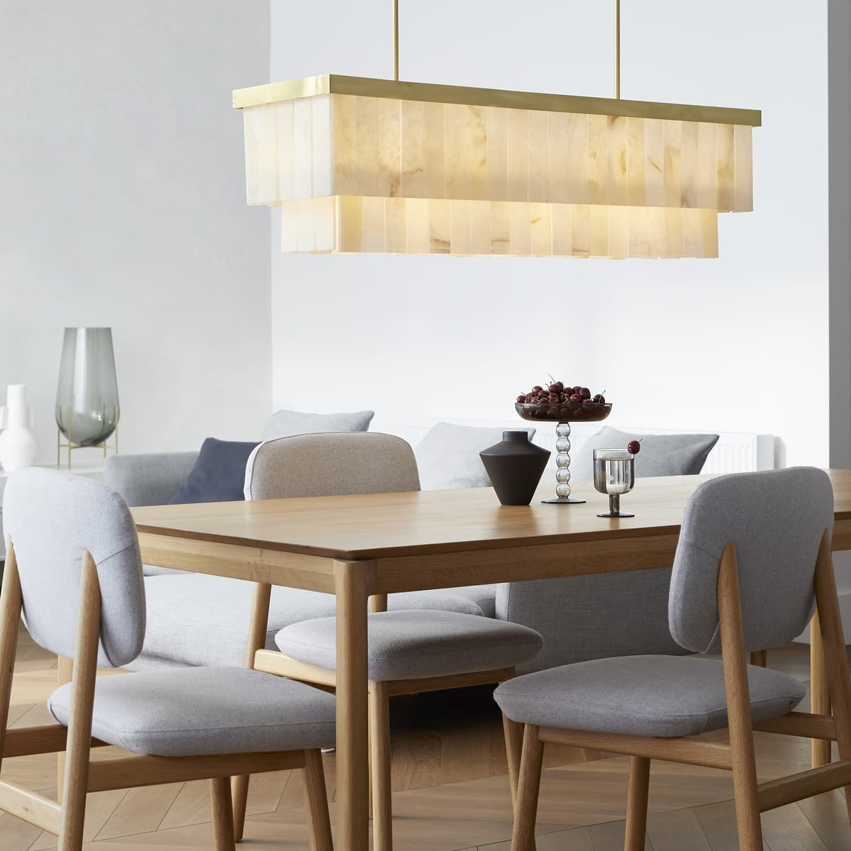 Made by Mayfair Elora 7 Light Rectangle Pendant in Brass with White Jade Stone-img-3