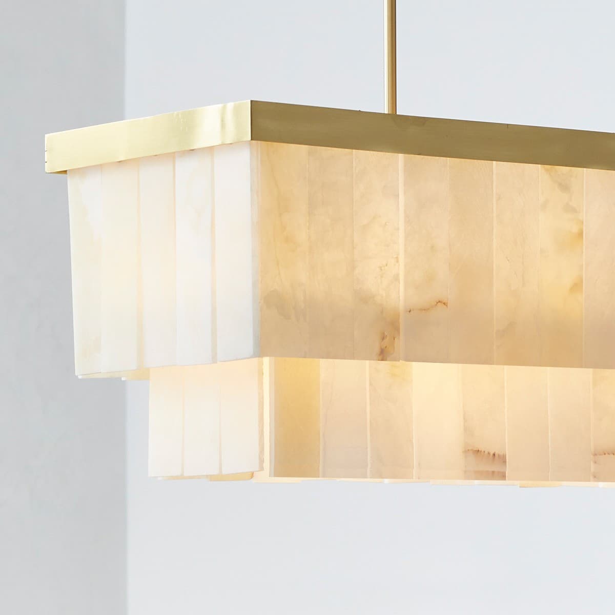 Made by Mayfair Elora 7 Light Rectangle Pendant in Brass with White Jade Stone-img-5