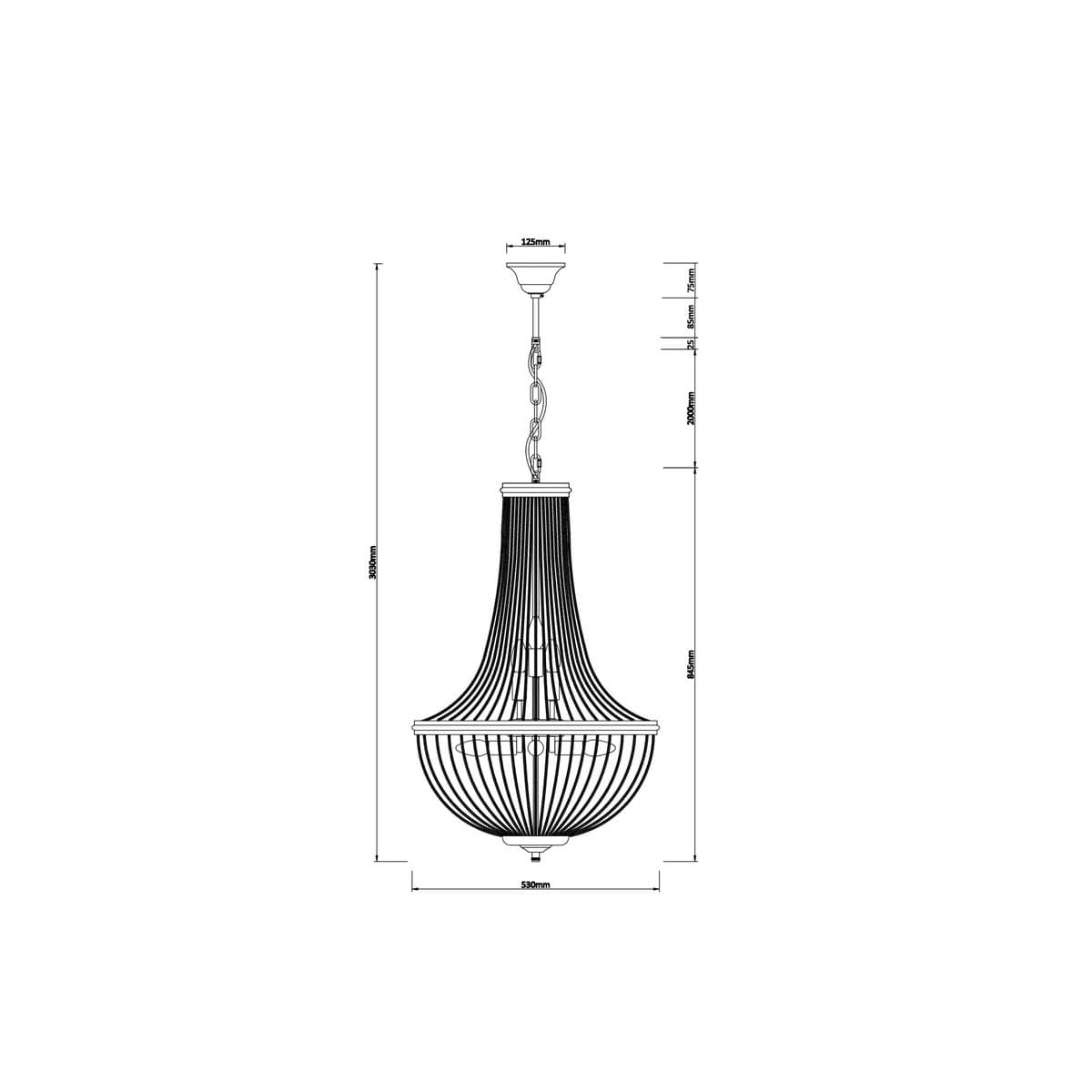 Moselle 8 Light Small Chandelier in Black-img-2