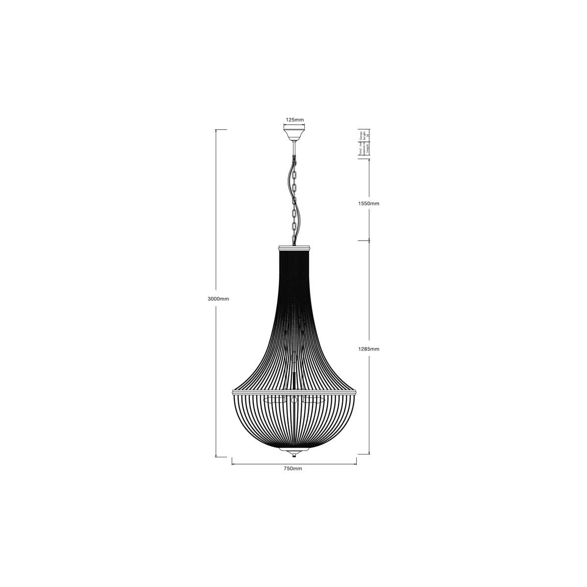 Moselle 8 Light Large Chandelier in Black Nickel-img-2