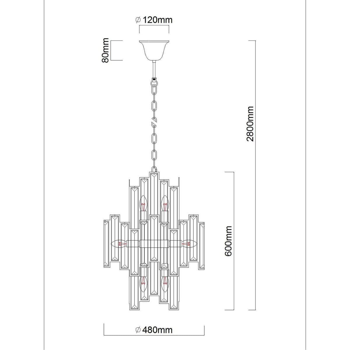 Empire 10 Light Crystal Chandelier in Black-img-2
