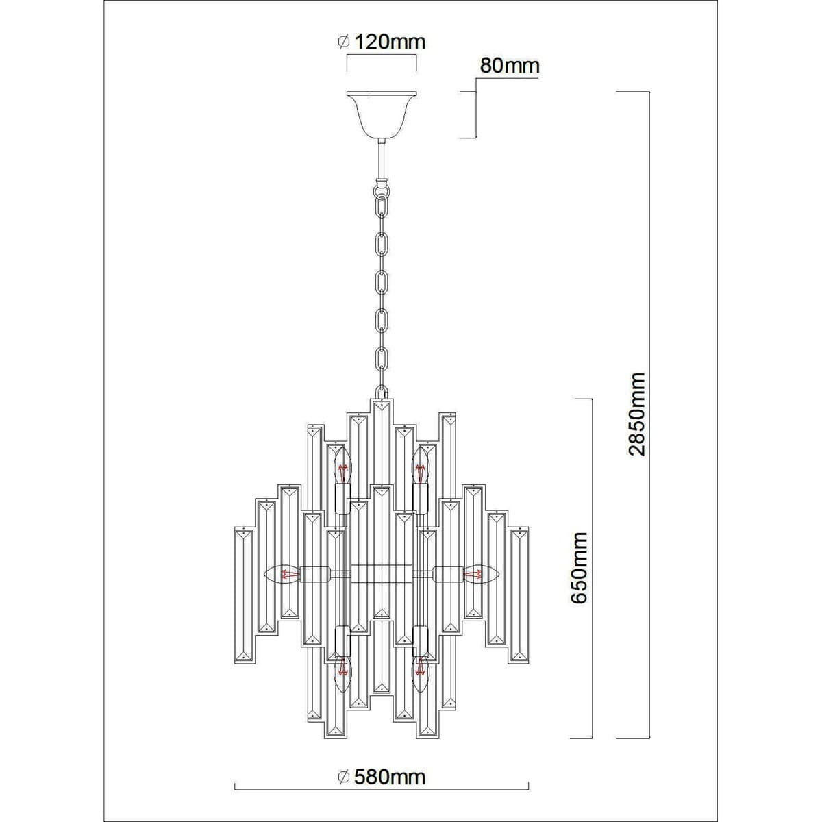 Empire 12 Light Crystal Chandelier in Black-img-2