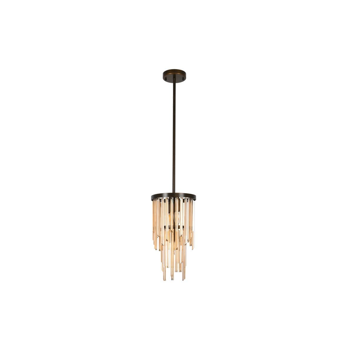 Monsoon 3 Light Small Chandelier Pendant or Close-To-Ceiling Fitting in Bronze with Sepia Glass-img-1