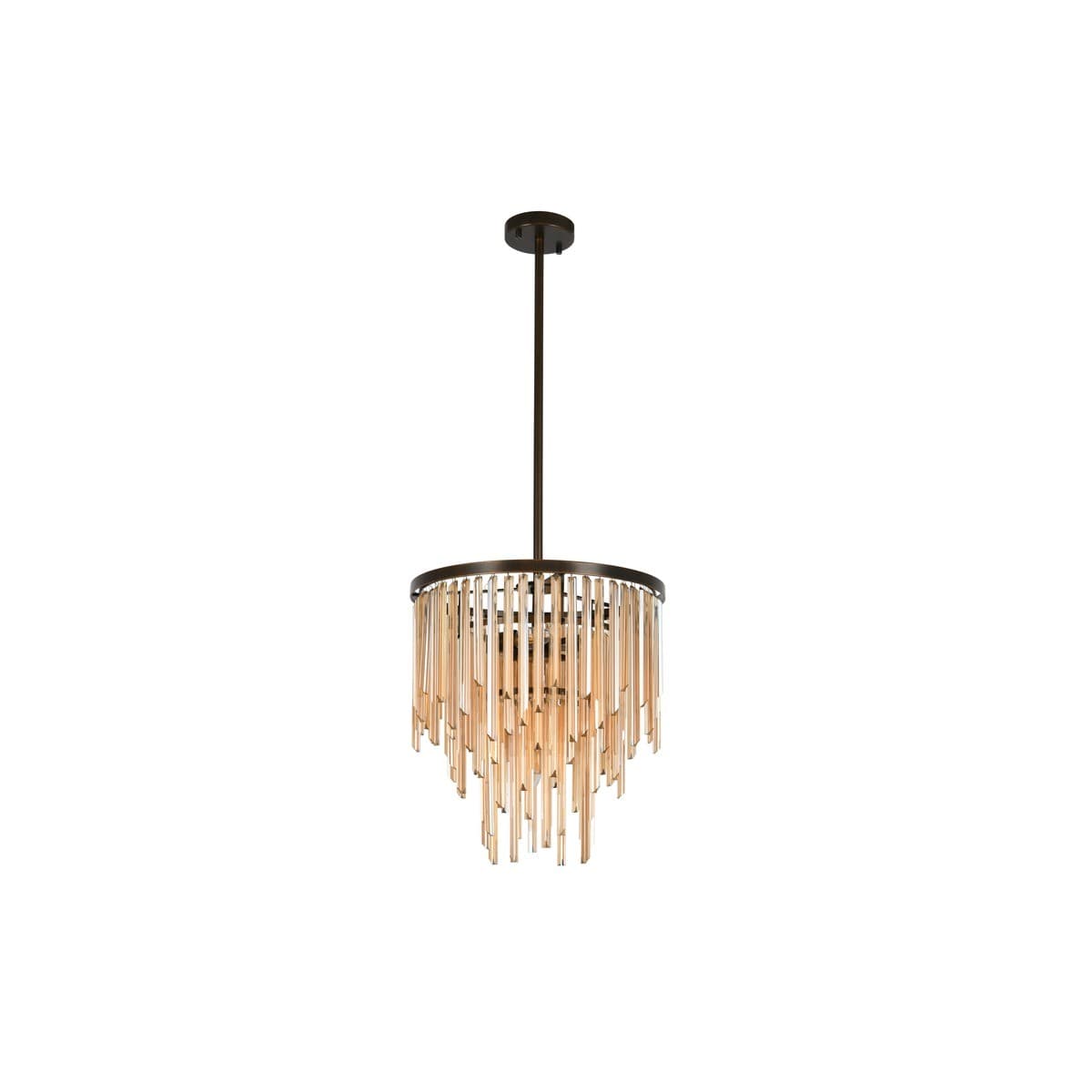 Monsoon 4 Light Medium Chandelier Pendant or Close-To-Ceiling Fitting in Bronze with Sepia Glass-img-1
