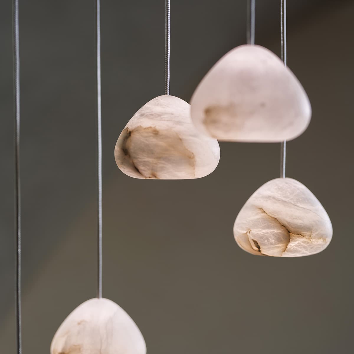 Made by Mayfair Amalfi 5 Light Pendant in Spanish Alabaster with Aged Brass-img-4