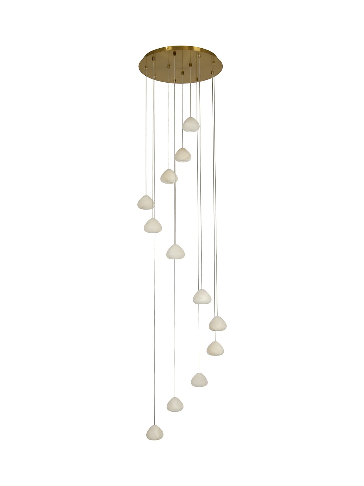 Made by Mayfair Amalfi 12 Light Pendant in Spanish Alabaster with Aged Brass