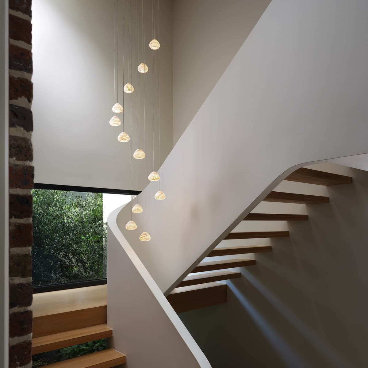 Made by Mayfair Amalfi 12 Light Pendant in Spanish Alabaster with Aged Brass