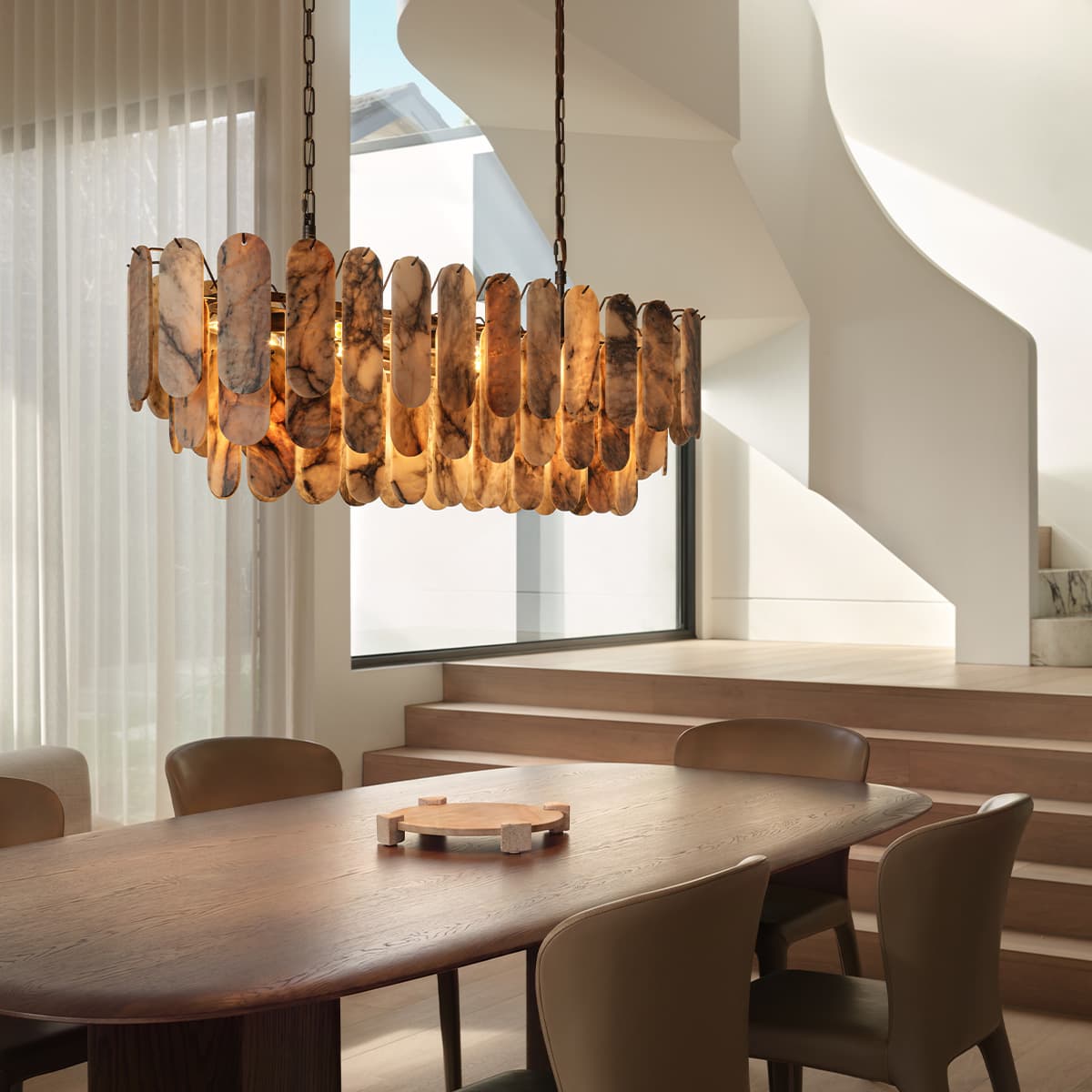 Made by Mayfair Vinci Linear Pendant in Bronze with Hazel Alabaster-img-2