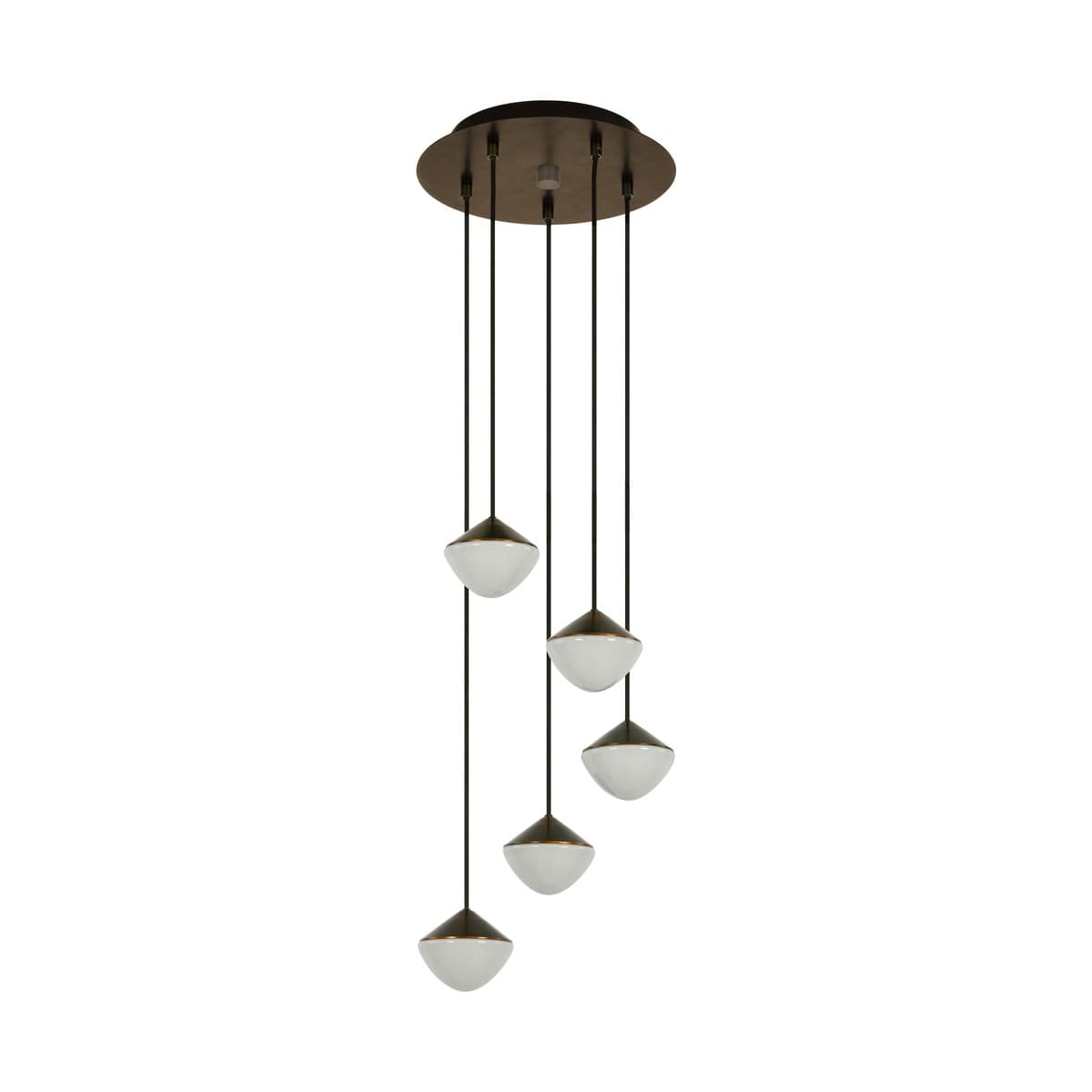 Oakleigh 5 Light Drop Pendant in Bronze with Gloss Opal Glass-img-1