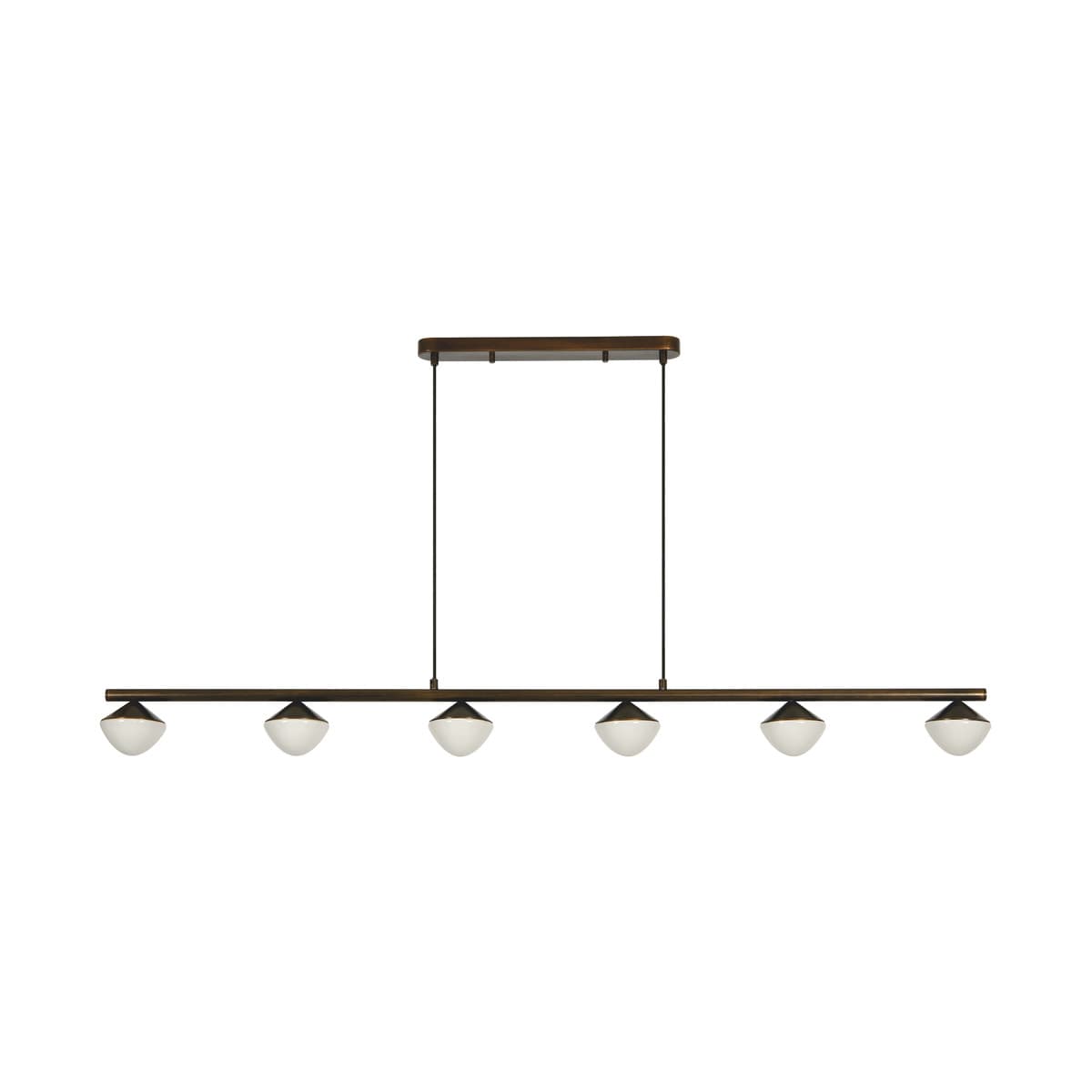 Oakleigh 6 Light Linear Pendant in Bronze with Gloss Opal Glass-img-1