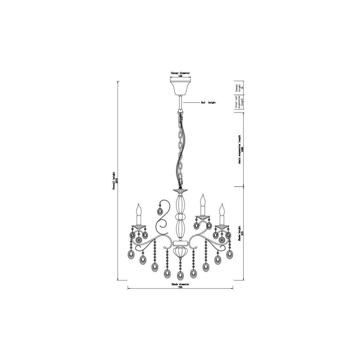 Madeleine 12 Light Egyptian Crystal Chandelier in Chrome-img-2