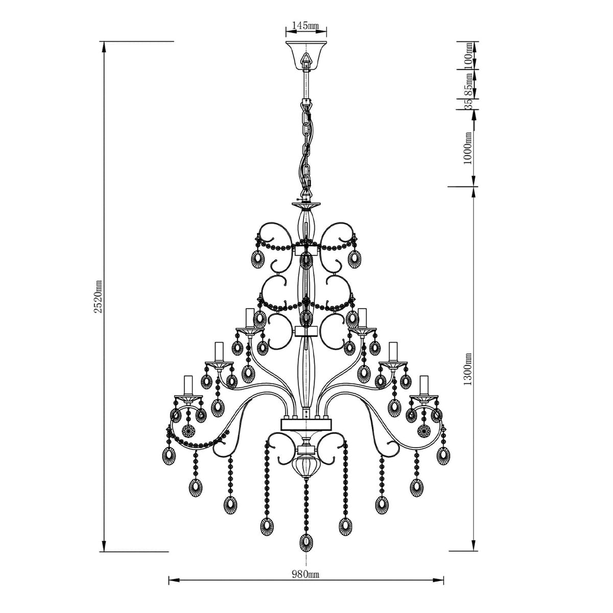 Madeleine 20 Light Egyptian Crystal Chandelier in Chrome-img-2