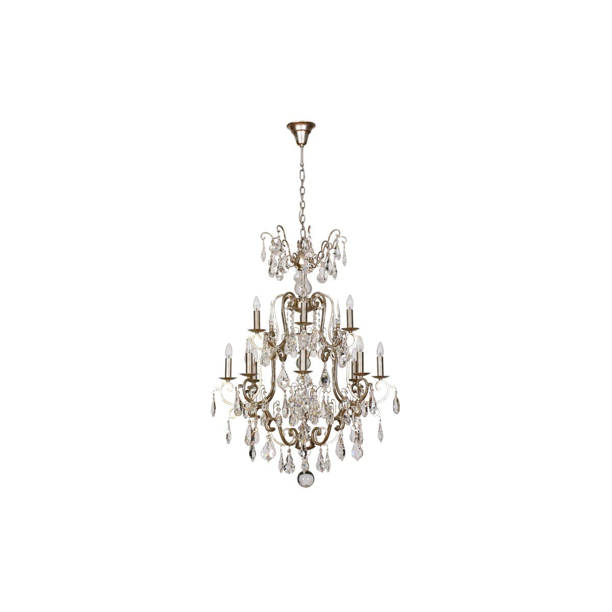 Slavia 8+4 Light Crystal Chandelier in Silver Leaf-img-1