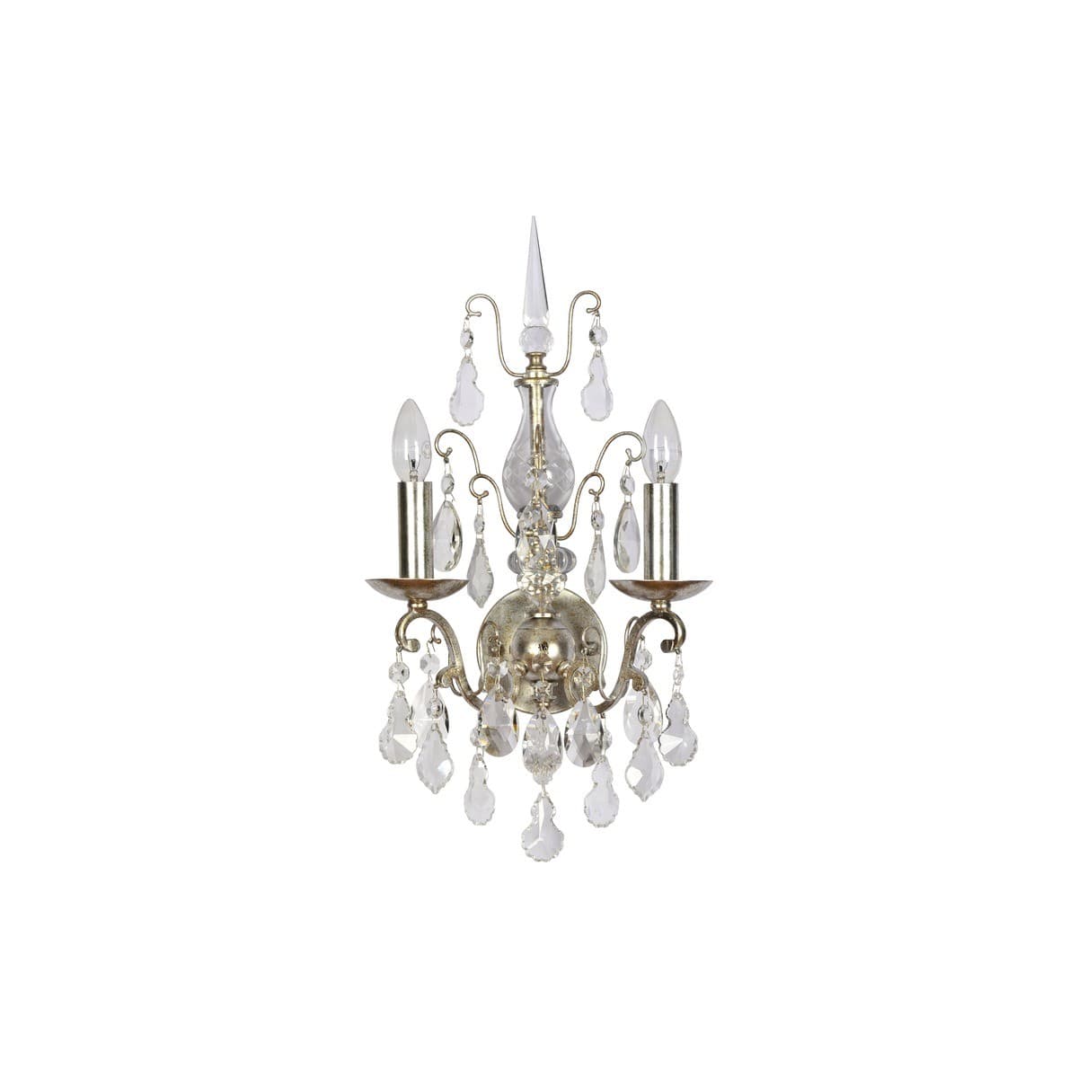 Slavia 2 Light Crystal Wall Bracket in Silver Leaf
