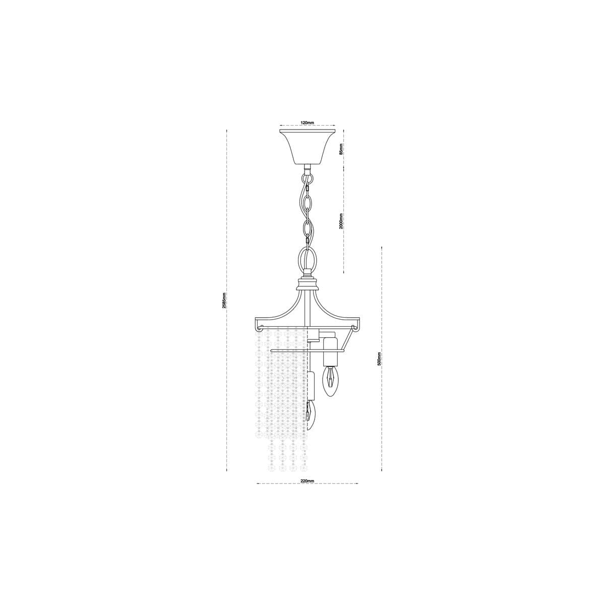 Sarita 3 Light Small Crystal Chandelier in Aged Brass-img-2