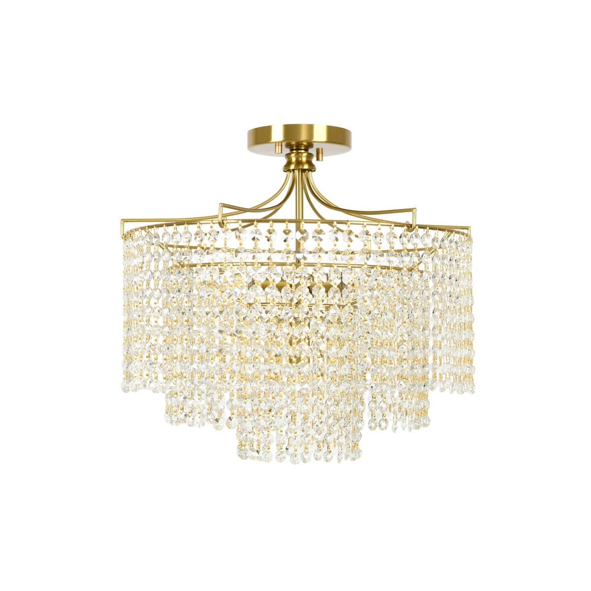 Sarita 5 Light Medium Crystal Chandelier or Close-To-Ceiling Fitting in Aged Brass-img-2