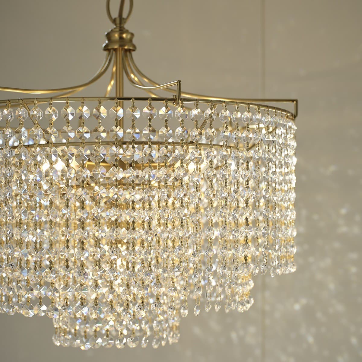 Sarita 5 Light Medium Crystal Chandelier or Close-To-Ceiling Fitting in Aged Brass-img-3
