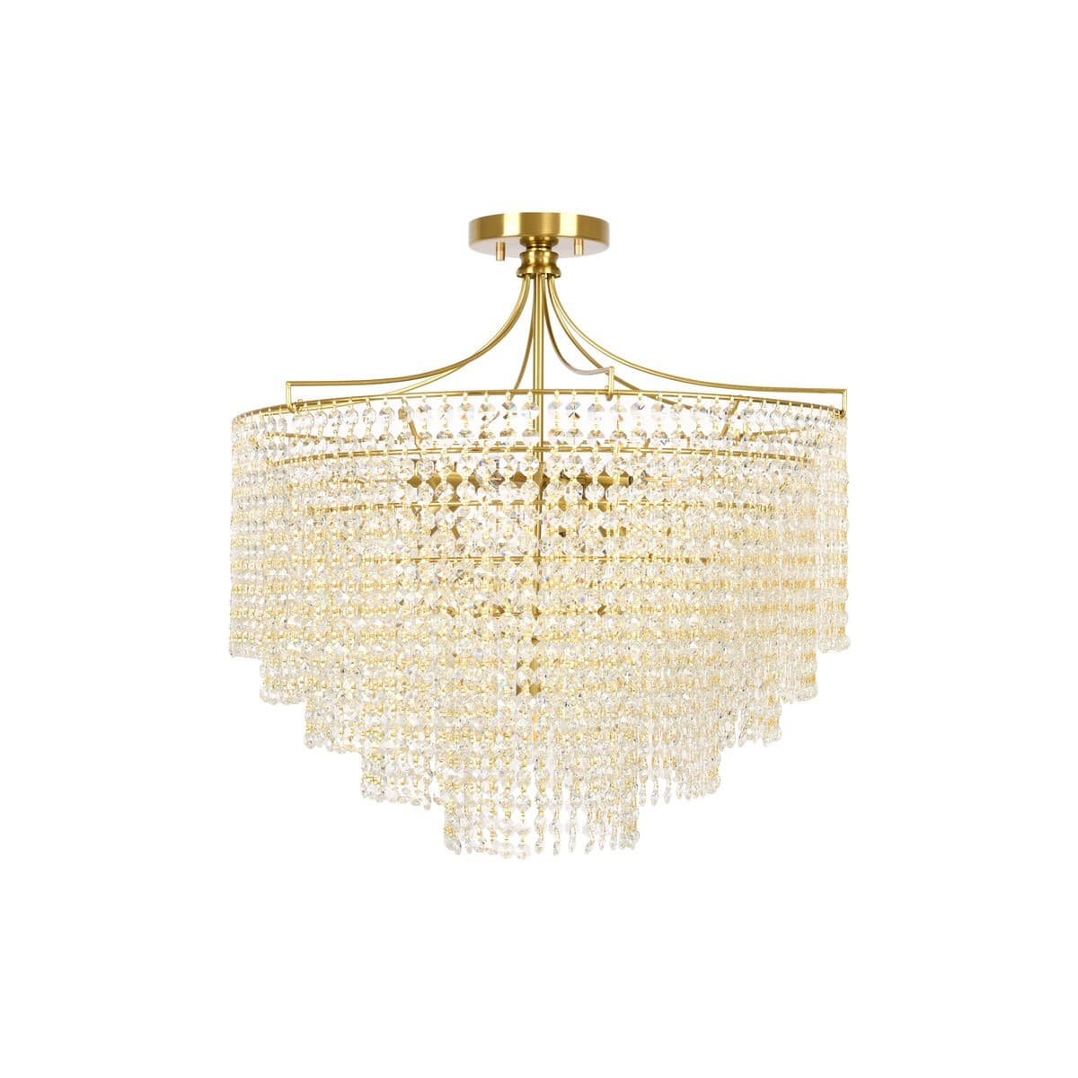 Sarita 10 Light Large Crystal Chandelier or Close-To-Ceiling Fitting in Aged Brass-img-2
