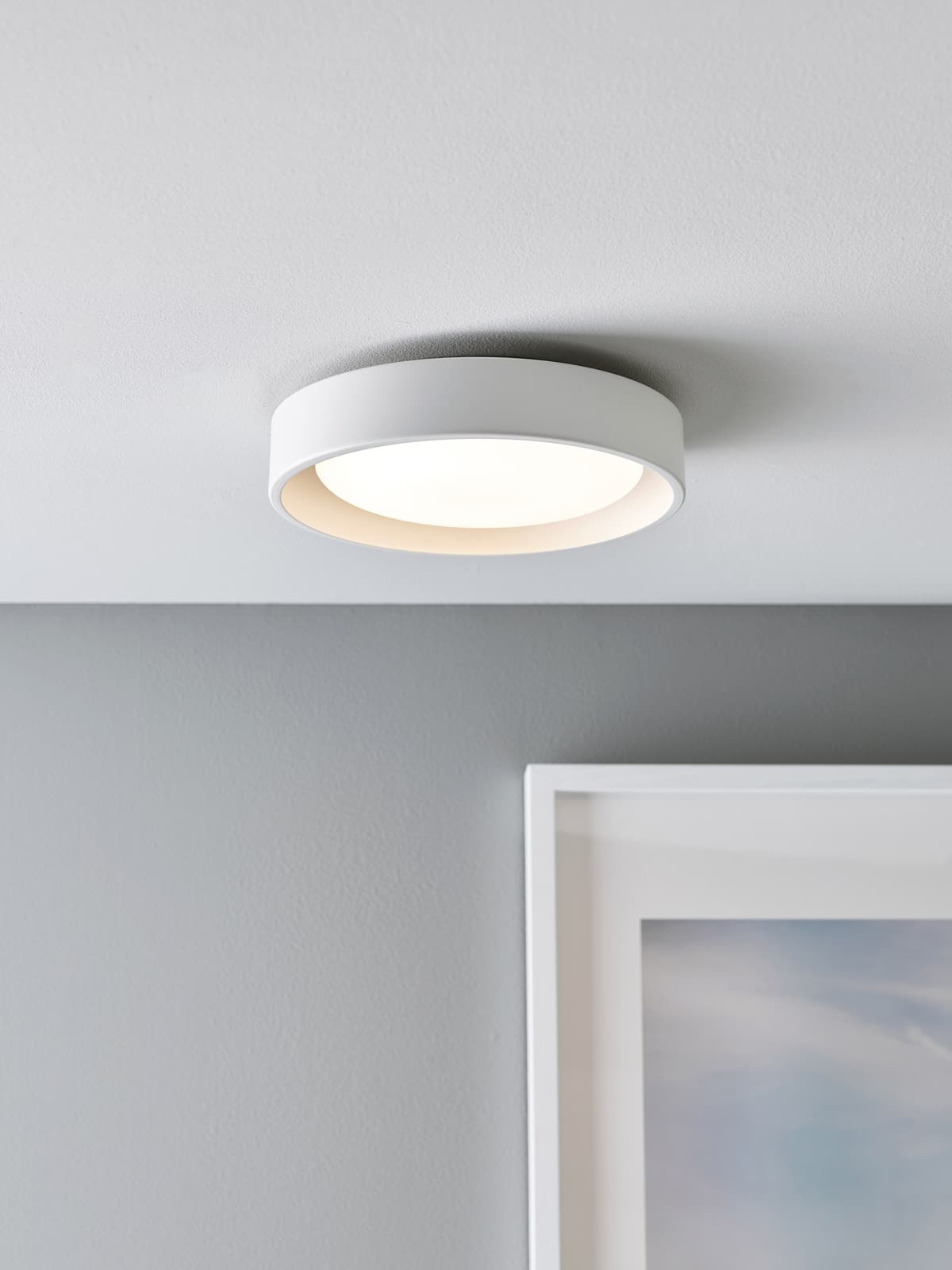 Uno 250mm 1 Light Flush Mount in White-img-2