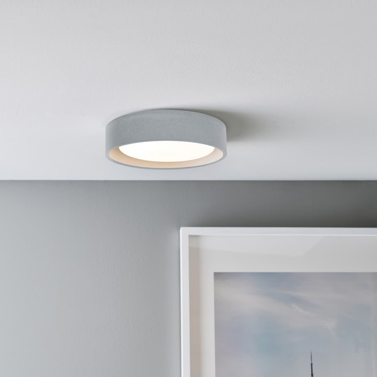 Uno 270mm 1 Light Flush Mount In Concrete-img-2