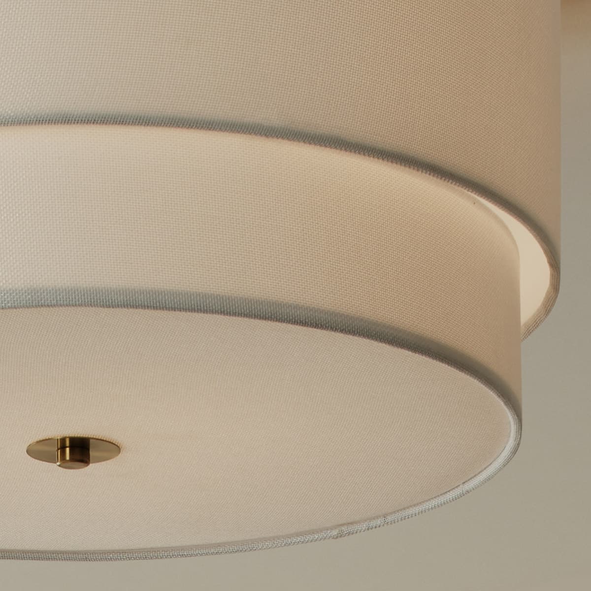 Elle Double 3 Light 520mm Close to Ceiling Drum in White with Aged Brass